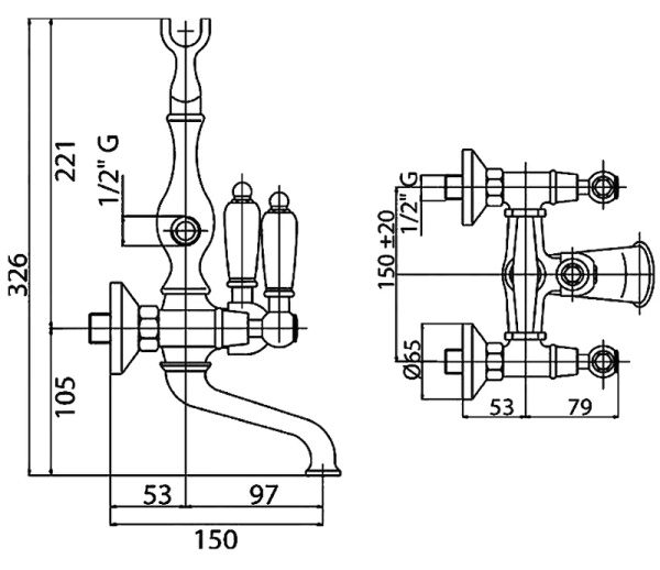Смеситель для ванны Cezares FIRST FIRST-VD-01-Bi
