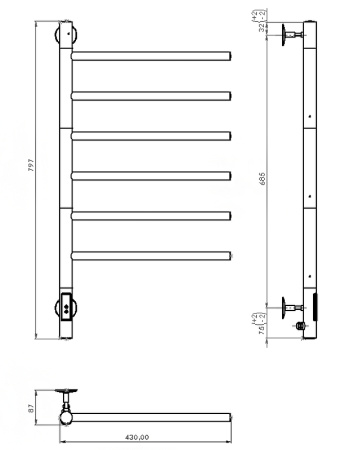Электрический полотенцесушитель Vincea (43х80) VTD-1S2CE
