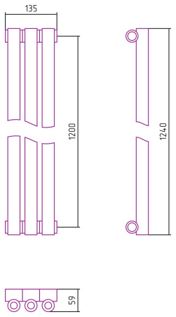 Полотенцесушитель Водяной Сунержа Эстет-0 (120х13) 3 секции Золото 03-0331-1203