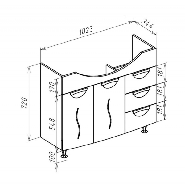 Тумба под раковину Bellezza Глория 105 4638518080014