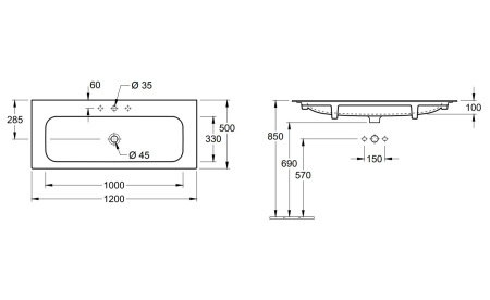 Раковина встраиваемая сверху Villeroy & Boch Finion 4164A2R1