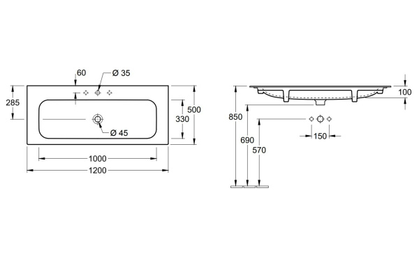 Раковина встраиваемая сверху Villeroy & Boch Finion 4164A2R1