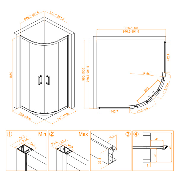 Душевой уголок (100х100) RGW Classic CL-54 32095400-11 прозоачное