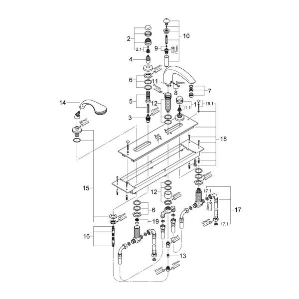 Смеситель Grohe Sentosa 25551IG0 на борт ванны