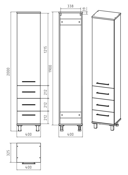 Пенал Misty Терра 40  П-Тер0504001-3ЯЛ левый