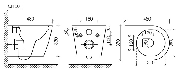 Подвесной унитаз Ceramica Nova Forma Rimless CN3011