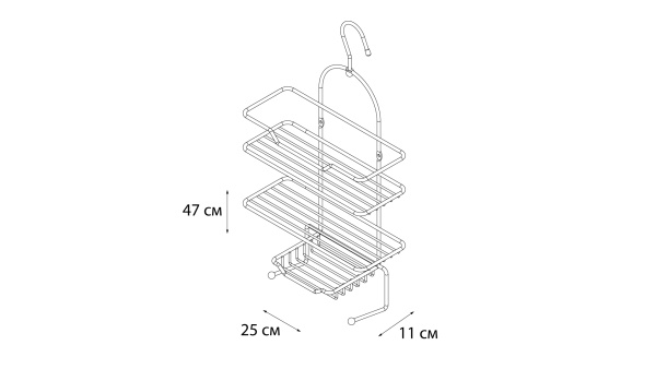 Полка FIXSEN прямоугольная трехэтажная хром FX-870