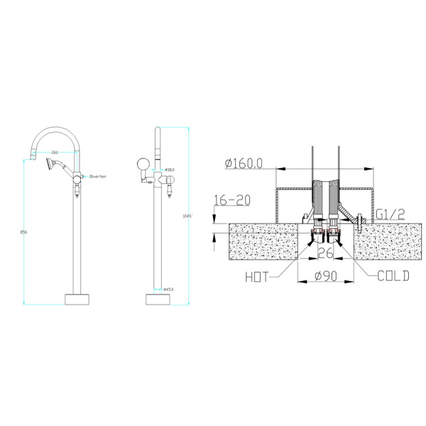 Смеситель для ванны Boheme Brillante 269 Смеситель для ванны Boheme Brillante 269