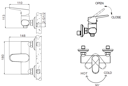 Смеситель для душа Bravat Pure F9105161C-01