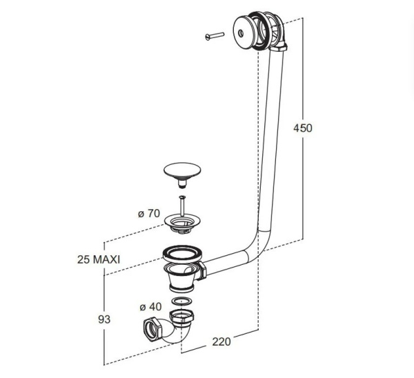Слив-перелив для ванны Jacob Delafon Cleo E7807-CP
