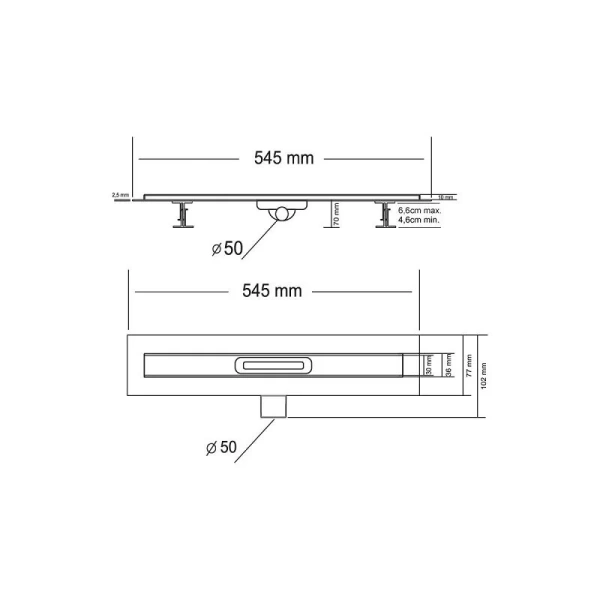 Душевой лоток Vincea SAY CARMINE SAY.510.50.P.PITI 50 см, хром