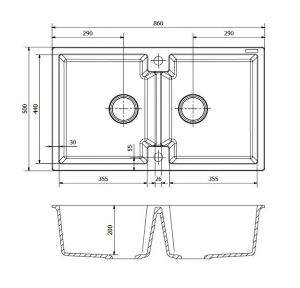 Мойка Reginox Amsterdam 20 R/U (860х500) Pure White 44359