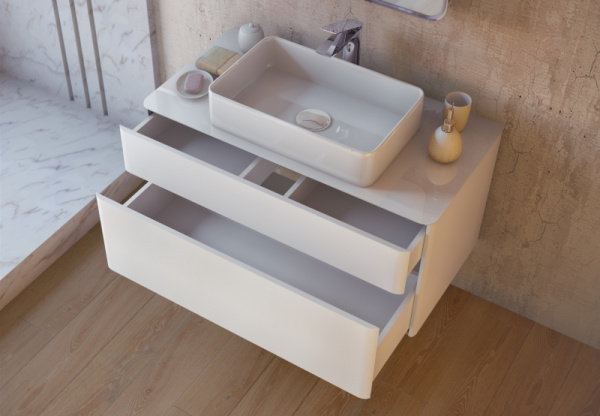 Тумба под раковину RAVAL Pure 100 подвесная белая Pur.01.100/P/W