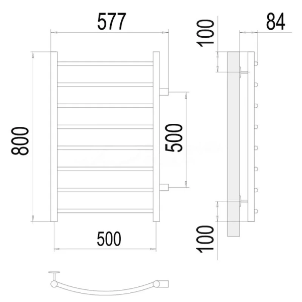 Полотенцесушитель водяной боковое подключение (50х80) П8 Terminus Классик 4670078530257