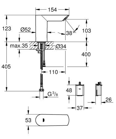 Смеситель для раковины cенсорный Grohe Bau Cosmopolitan E 36452 000 (36452000) хром