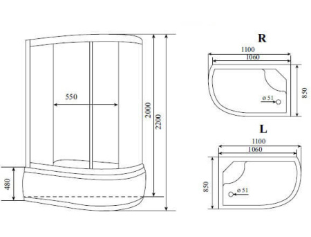 Душевая кабина Timo Standart Silver Fabric T-6610SL
