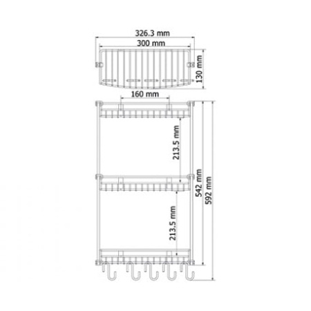 Полка металлическая тройная WasserKRAFT K-1433