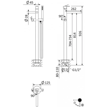 Напольный смеситель Cezares Leaf LEAF-VDP-01