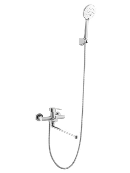 Смеситель для ванны однорычажный универсальный с душевым набором Agger Easy A3121122 сатин матовый