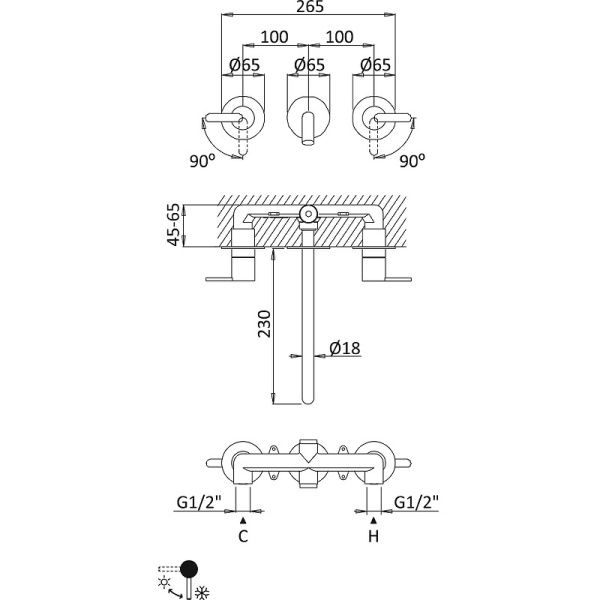 Смеситель для раковины Cezares Leaf LEAF-BLI3L-NOP