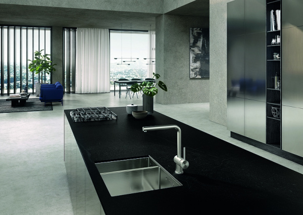 Смеситель для кухни с выдвижным изливом Kludi L Steel 45803F877