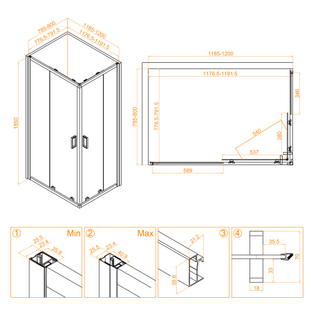 Душевой уголок (120х80) RGW Classic CL-44 32094482-11 прозрачное