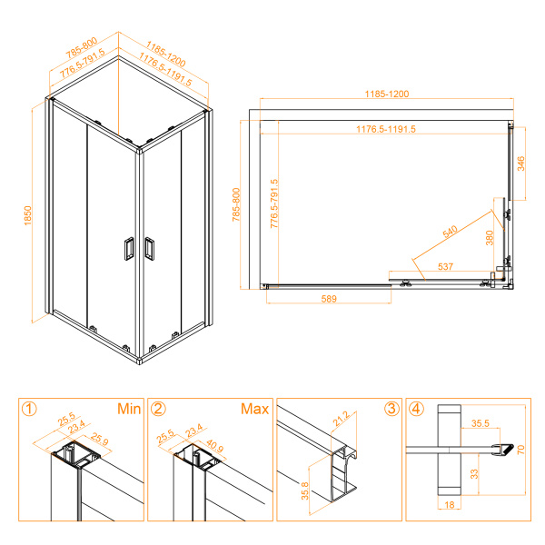 Душевой уголок (120х80) RGW Classic CL-44 32094482-11 прозрачное