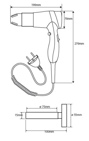 Фен с держателем  Bemeta Hotel 999433088