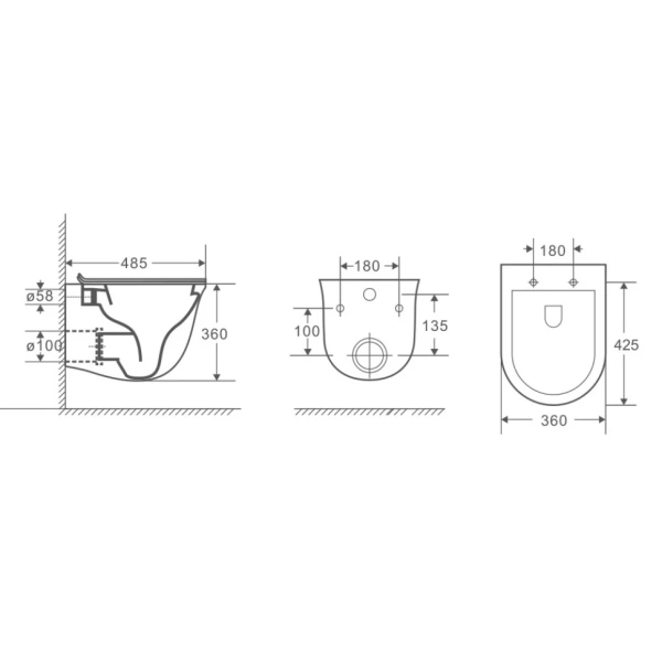 Унитаз подвесной безободковый Grossman  GR-4412BMS с сиденьем микролифт