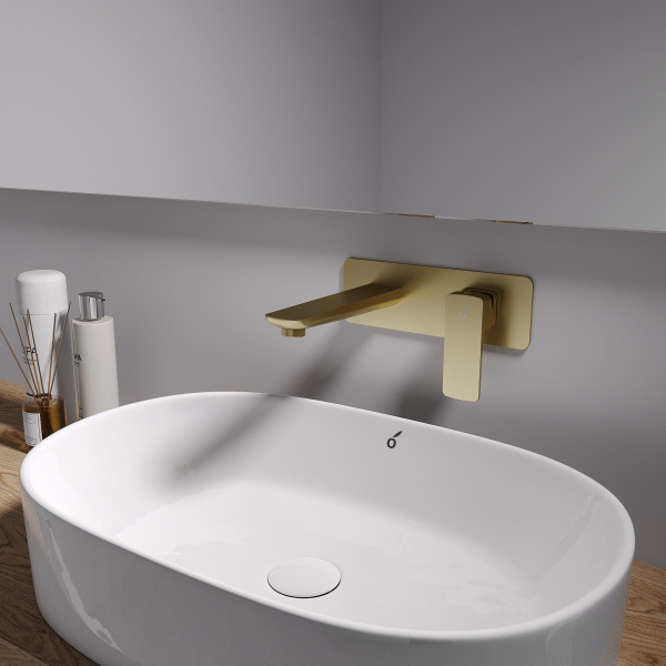 Смеситель для раковины скрытого монтажа Oliveeka OL-869003-BG, золотой матовый