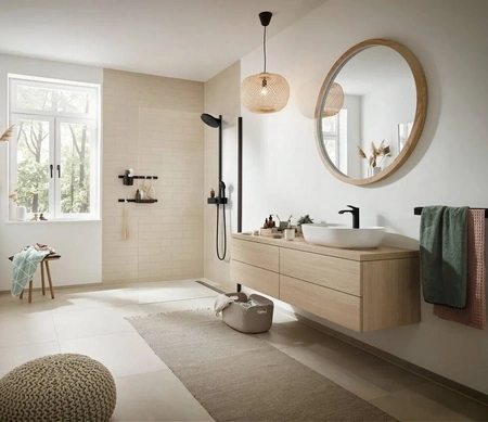 Душевая система с термостатом Hansgrohe Pulsify S 24241670 черный матовый