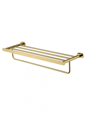 Полотенцедержатель с полкой WONZON & WOGHAND FIRST, глянцевое золото WW-8481-LG