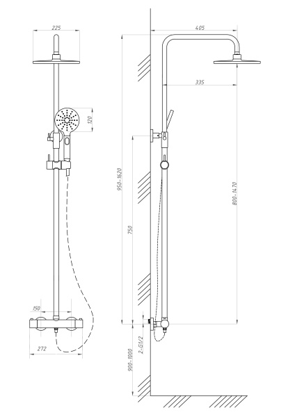 Душевая система с термостатом ПСМ-Профсан PSM-805-88CH Душевая система с термостатом ПСМ-Профсан PSM-805-88CH
