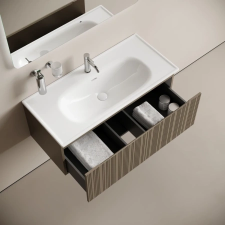 Тумба без раковины подвесная Sancos Code CD100GB серо-бежевый матовый