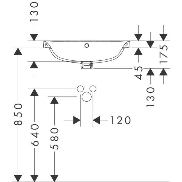 Раковина встраиваемая свеху (55x40) Hansgrohe Xuniva U 60161450 белый