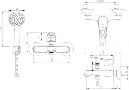 Смеситель для ванны c коротким изливом  Bravat Eco-D F693158C-B