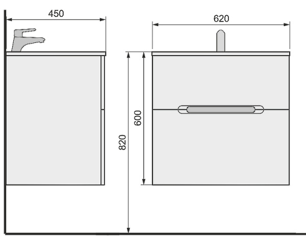 Тумба под раковину Jorno Modul 65  Mоl.01.62/P/W