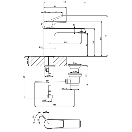Смеситель для раковины Villeroy & Boch Liberty TVW10700300061