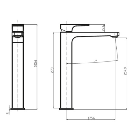 Смеситель для раковины Villeroy & Boch Architectura Square TVW12500200061
