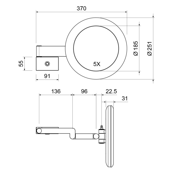 Косметическое зеркало с подсветкой Timo Selene 15276/00