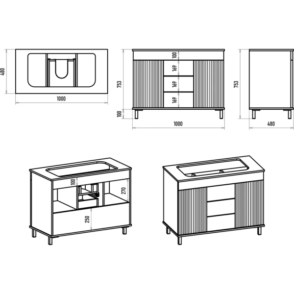 Тумба с раковиной  Brevita Enfida 100 УТ000022697