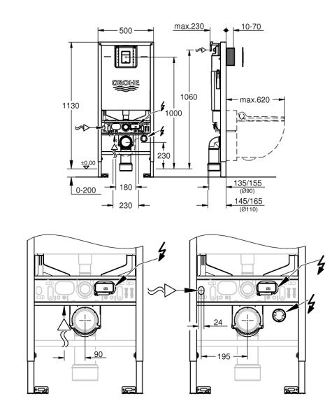 Система инсталляции для подвесного унитаза GROHE Rapid SLX 39603 000 (39603000)