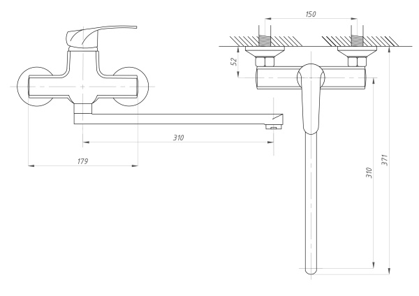 Смеситель для ванны ПСМ-Профсан ПЛЮС PSM-777-037