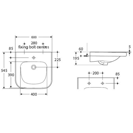 Раковина подвесная (60х54,5)  Ideal Standard Contour 21 S216801