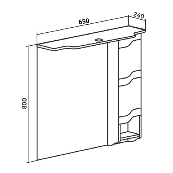 Зеркальный шкаф Runo правый Стиль 65 (УТ000002339)