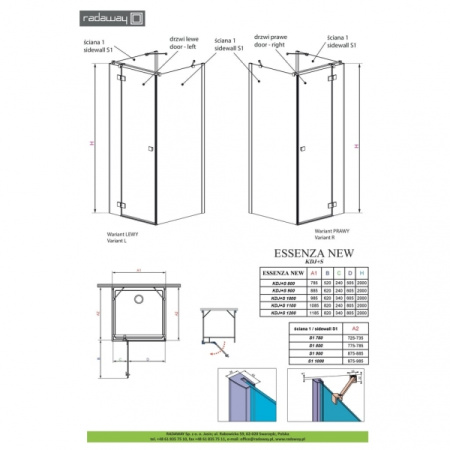 Душевая дверь Radaway Essenza 385021-01-01L