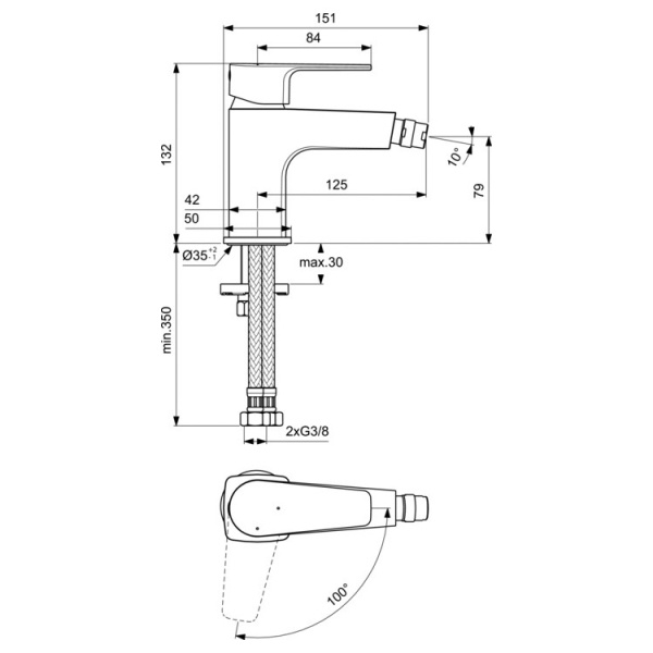 Смеситель для биде Ideal Standard CERAFINE D BC746AA, хром
