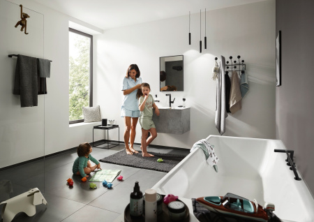 Смеситель для раковины с донным клапаном Push-Open Hansgrohe Finoris 76070670 черный матовый
