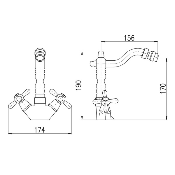 Смеситель для биде Rav Slezak Morava Retro MK120.5/9SM