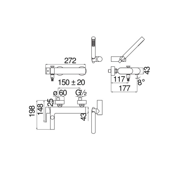 Смеситель для ванны Nobili Up UP94110CR